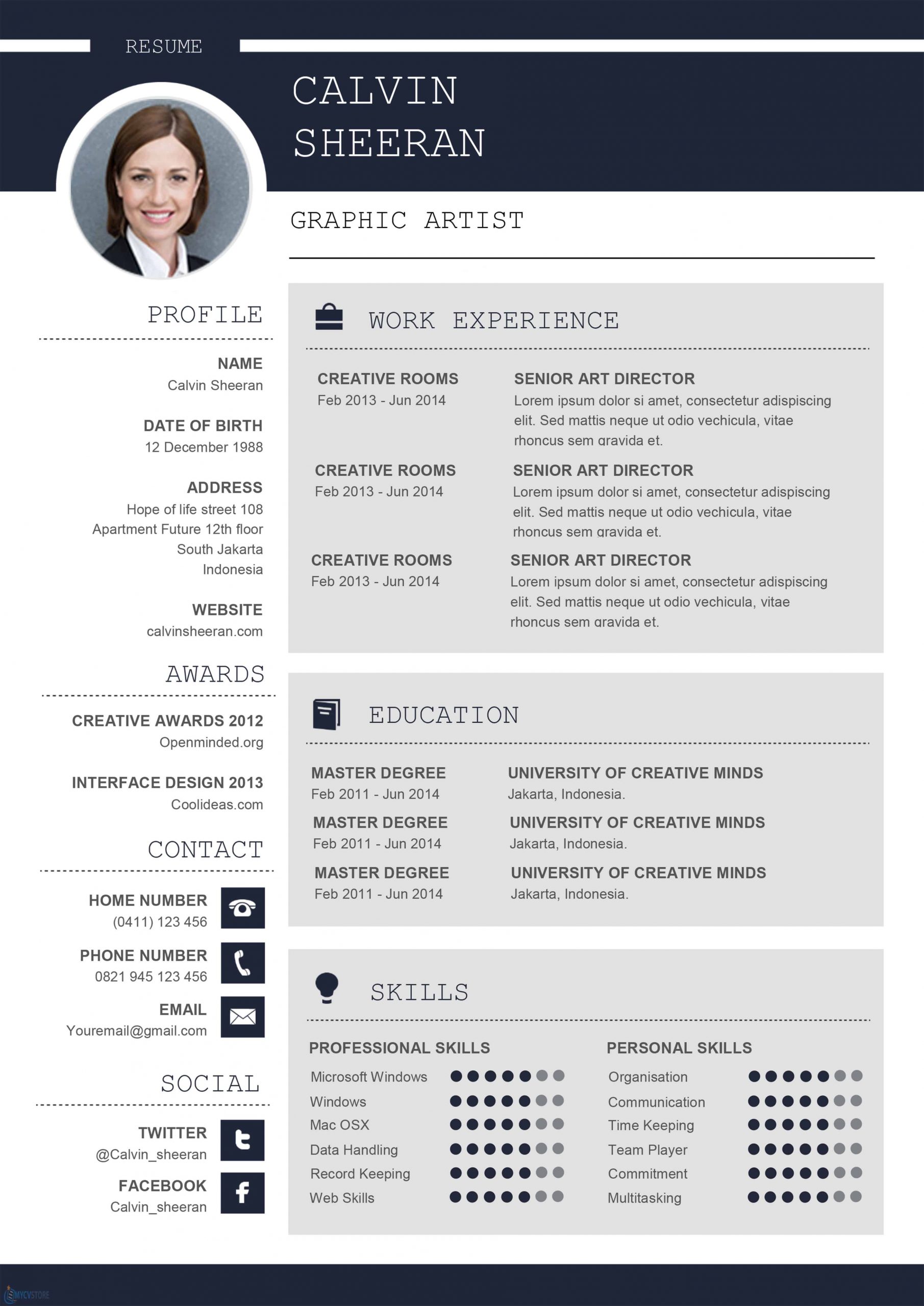 cv modern template word free download