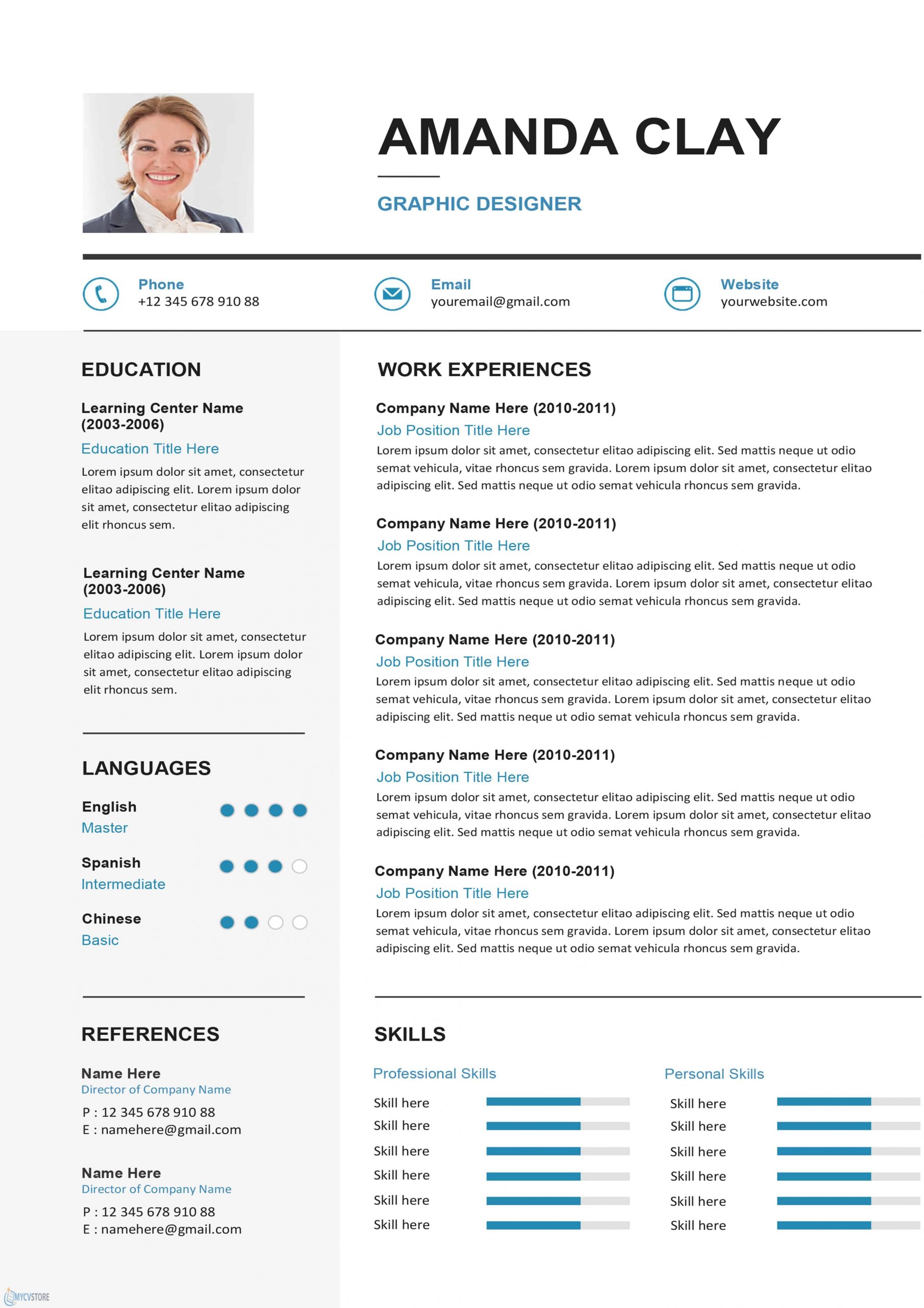 cv in tabular form example