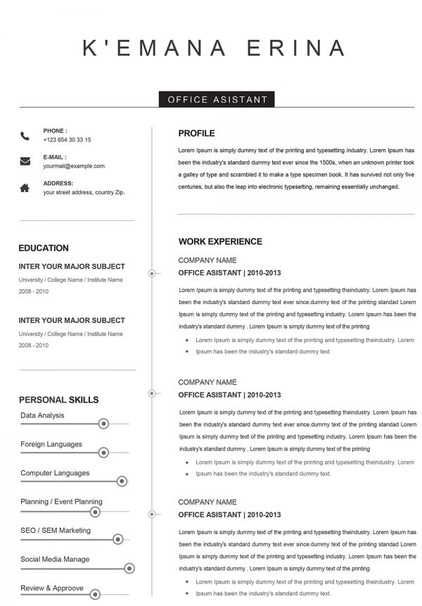 Creative CV Word Format to Download